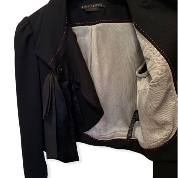 ❤️SOLD❤️Alice+Olivia Silk Bow Embellished Cropped Jacket - Picture 8 of 11